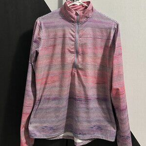 Nike Women's DRI-FIT Pink/Purple Striped 1/2 Zip Pullover Size XL
